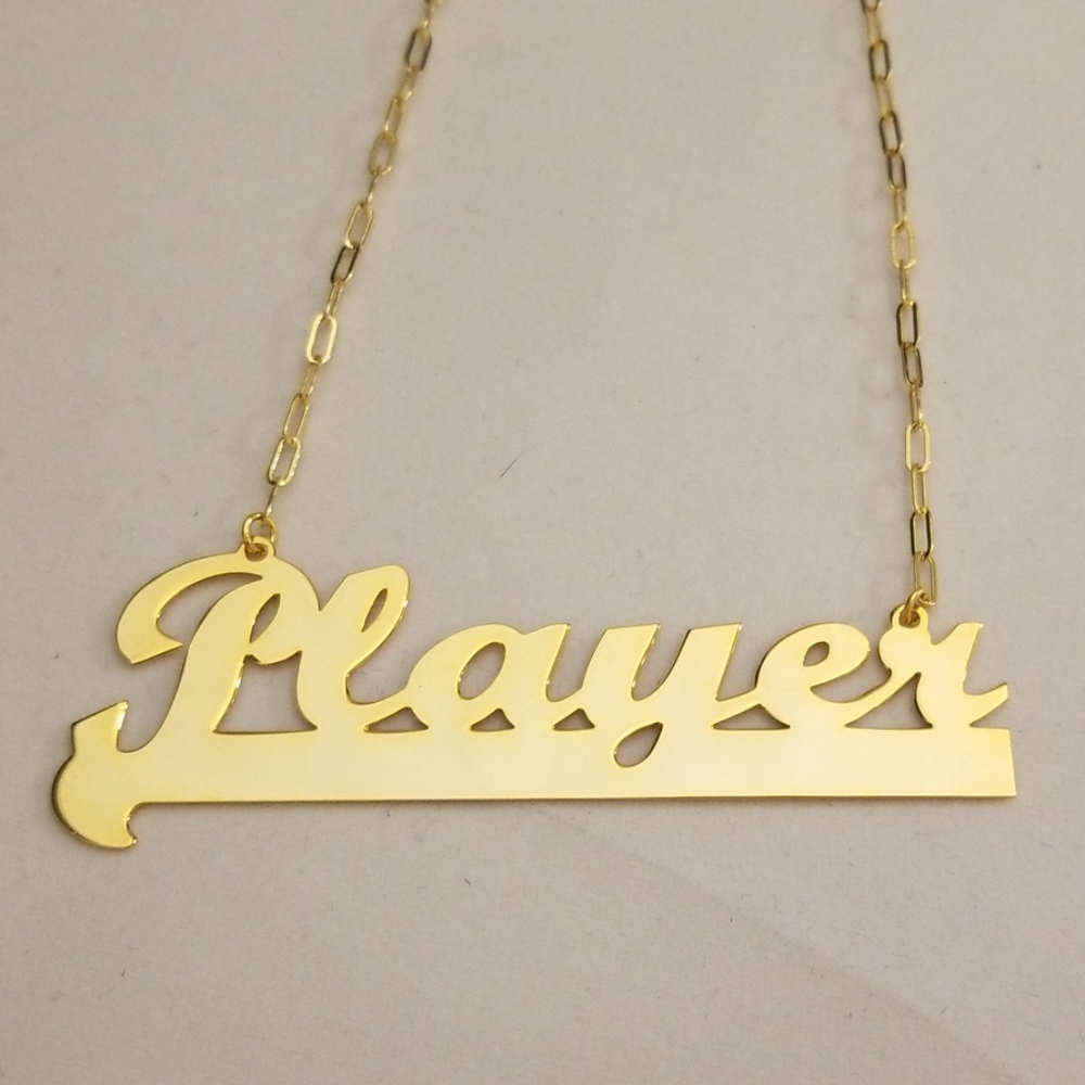 Noir, necklace phrase "Player", gold new - Picture 5 of 8